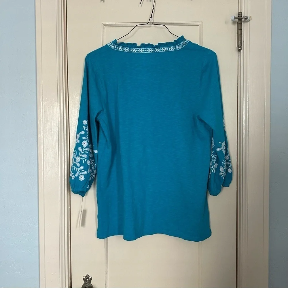 Talbots Teal Peasant Top LP